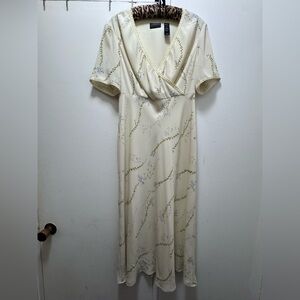 90s Liz Claiborne vintage midi cream floral dress cottagecore size 8